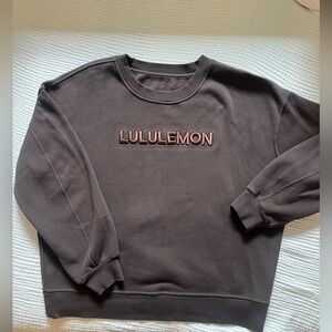 Perfectly Oversized Fleece Crew Graphic Espresso size Med